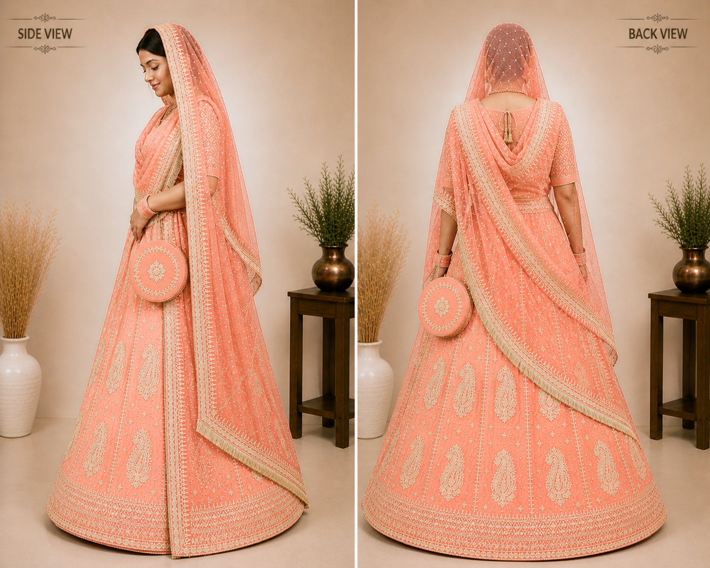 Rajrani Peach Rajputi Poshak Set for Women
