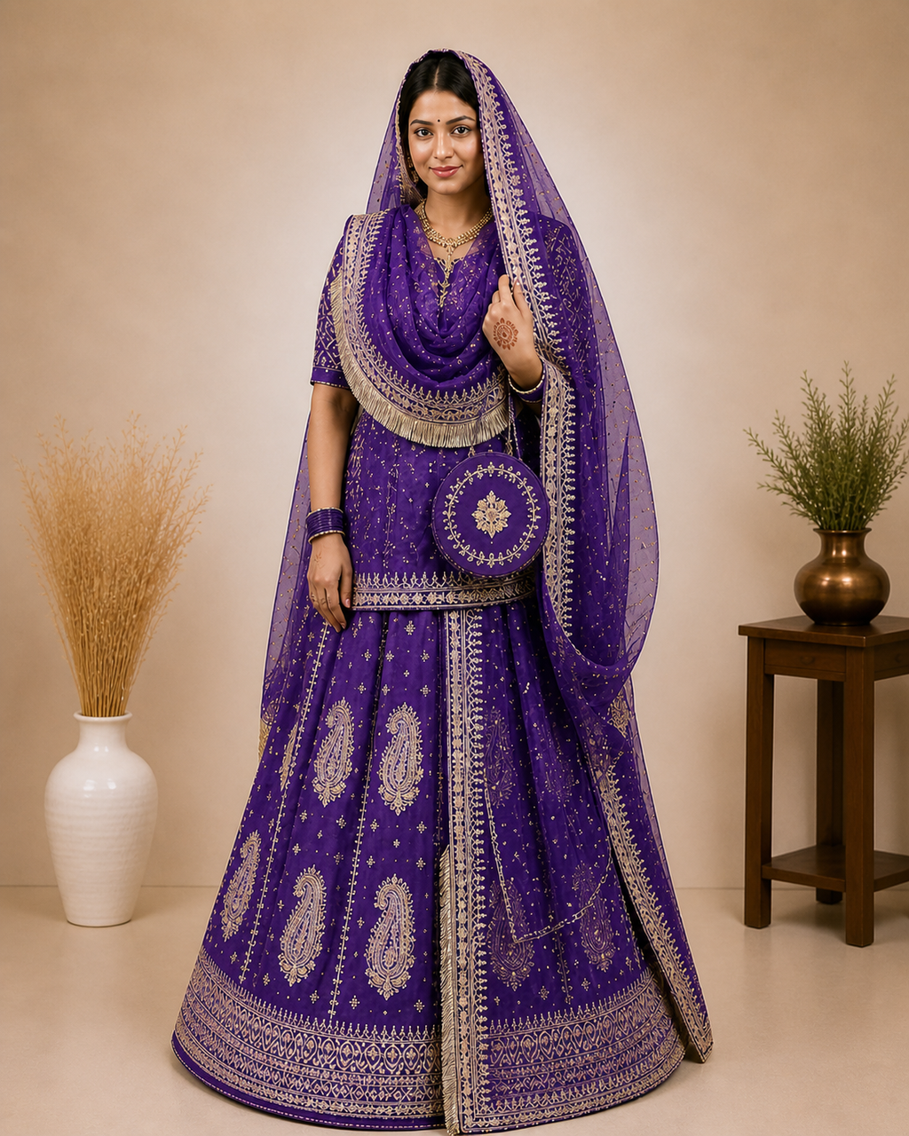 Rajrani Purple Rajputi Poshak Set for Women