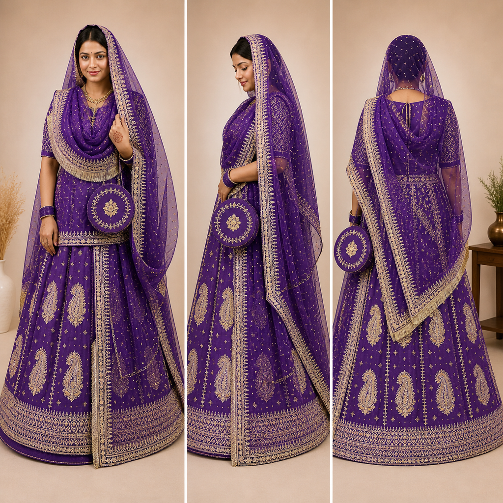 Rajrani Purple Rajputi Poshak Set for Women