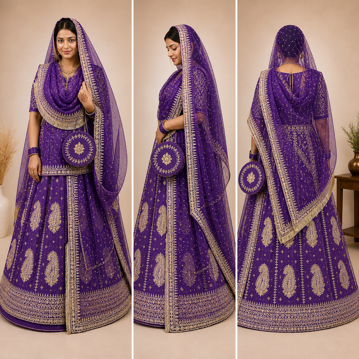 Rajrani Purple Rajputi Poshak Set for Women