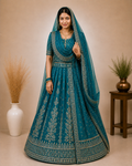 Rajrani Teal Green Rajputi Poshak Set for Women