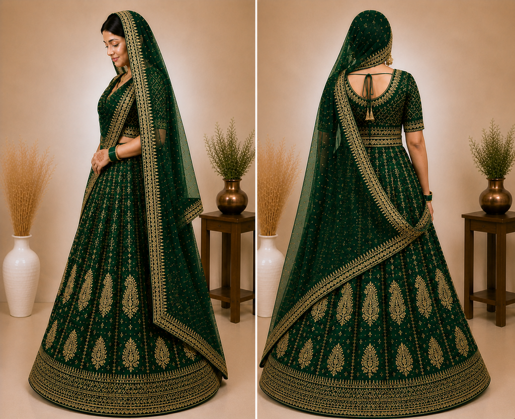 Rajrani Bottle Green Rajputi Poshak Set for Women