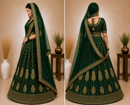 Rajrani Bottle Green Rajputi Poshak Set for Women